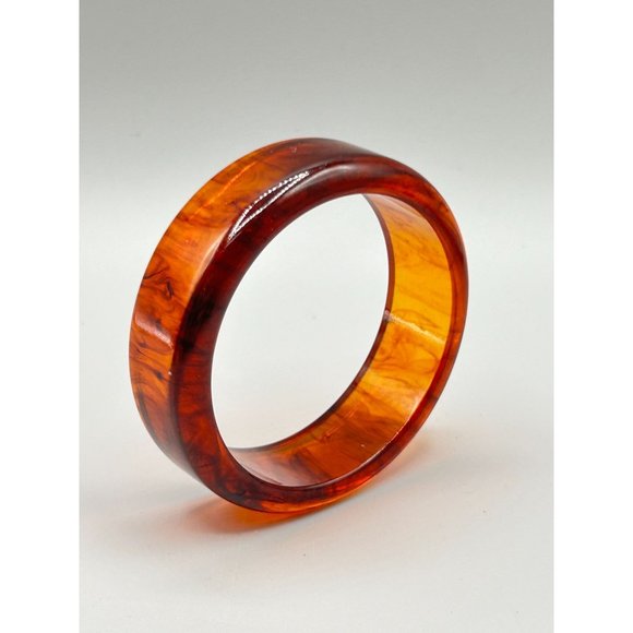 Vintage Apple Juice Bakelite Bangle Thick Wide Collectible Early Plastic Jewelry - Picture 3 of 9